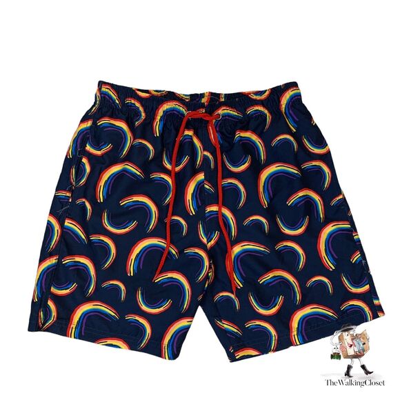 U.S Surf Club Swim Trunks Mens S Small Hawaiian Rainbow Inner Lined Beach Shorts - Picture 1 of 9
